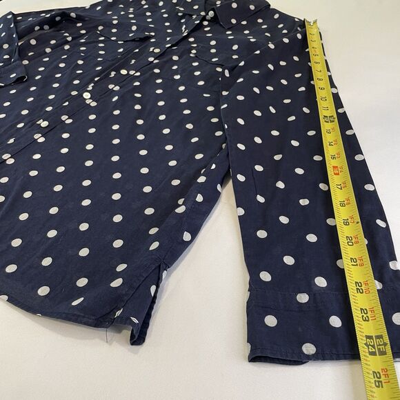 TALBOTS Women’s Polka Dot Navy Blouse Size M - Picture 6 of 12